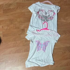 White T-Shirts with Pink Graphics